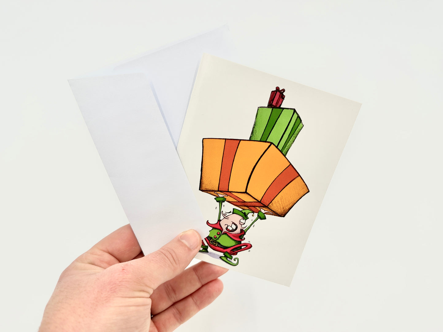 Elf Carrying Presents Cards