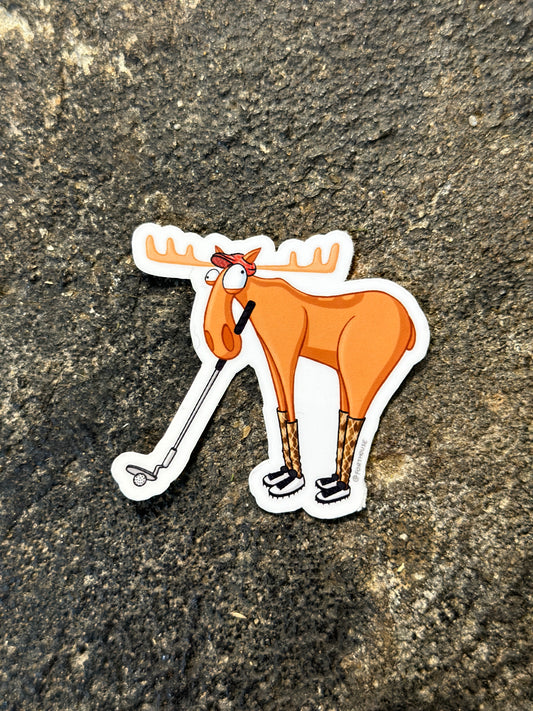 Moose Golfing Sticker