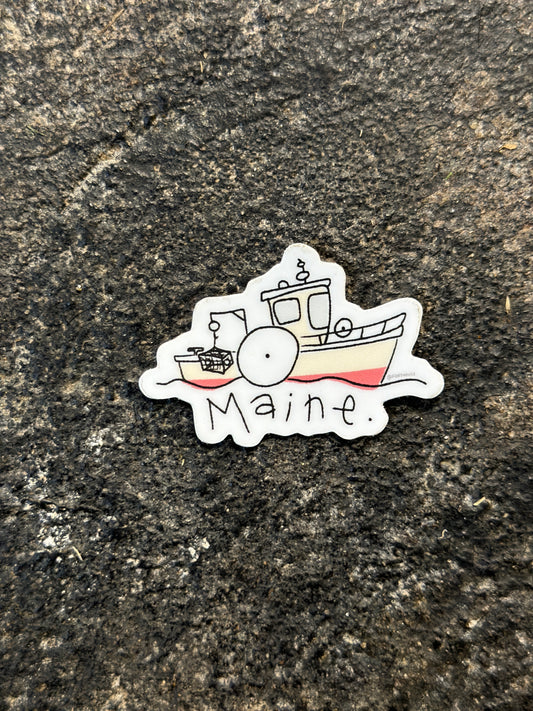 Lobster Boat Doodle Sticker