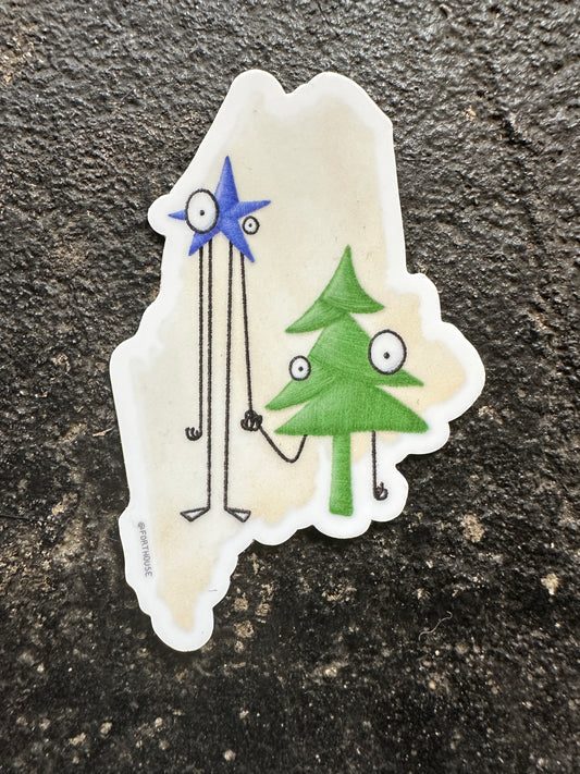 Original Maine Star and Pine Sticker
