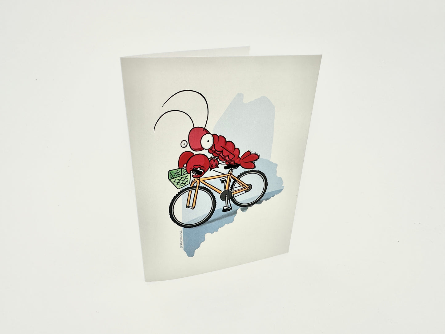 Maine Lobster Riding Bike Cards