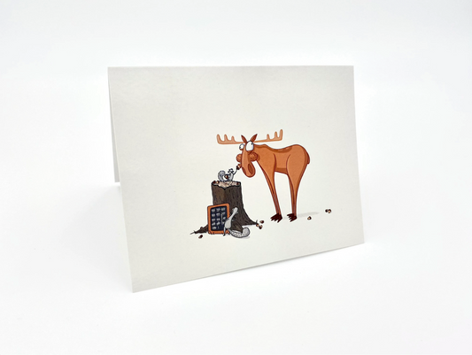 Squirrel Stuffs Moose Mouth with Acorns Cards