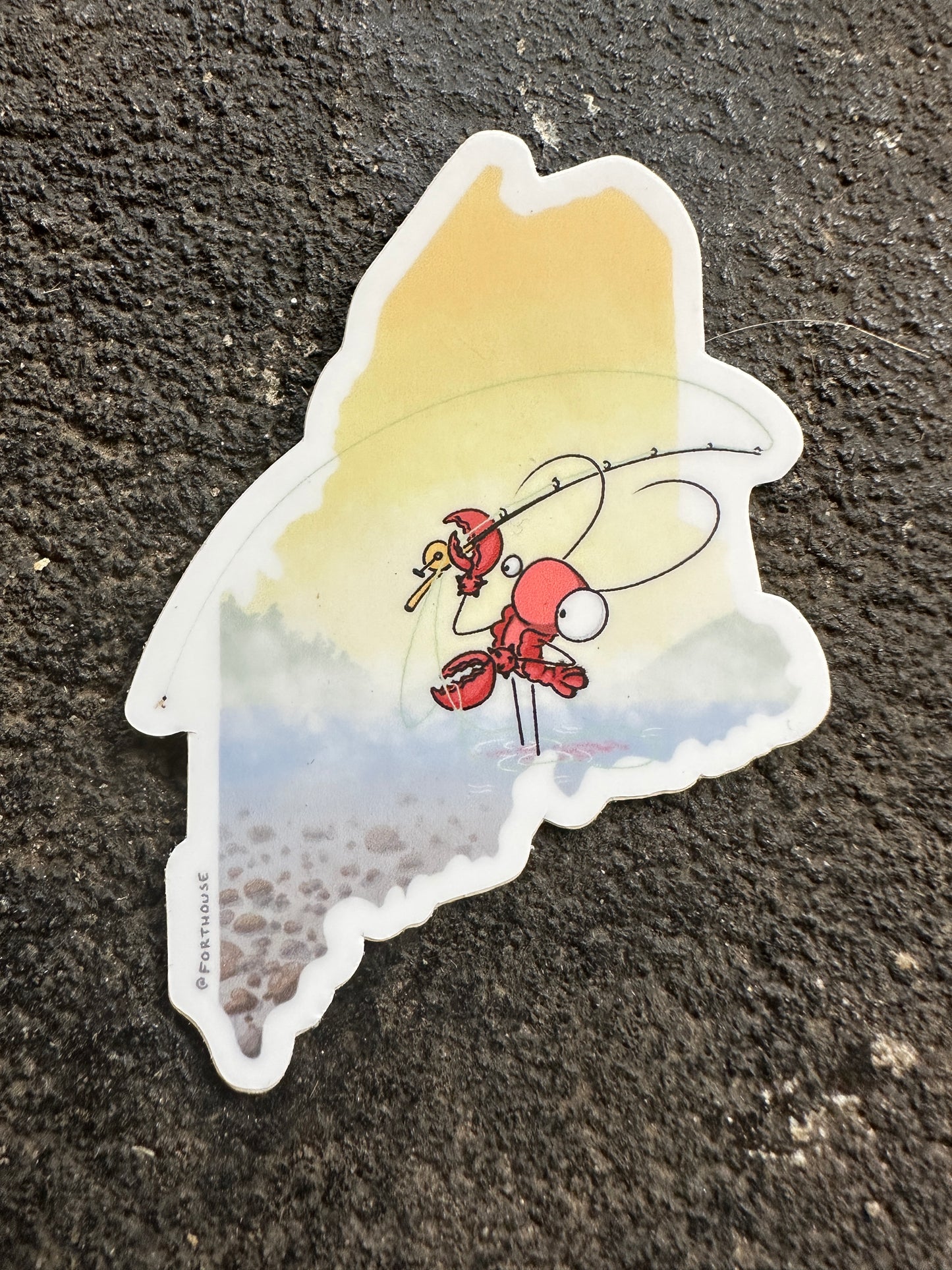 Maine Lobster Fly Fishing Sticker